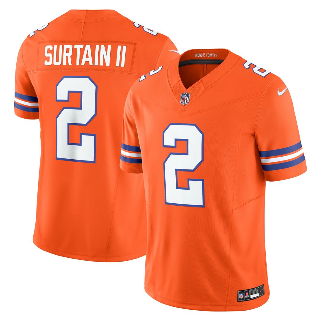 Patrick Surtain II Denver Broncos Nike Orange Alternate Mile High Collection 1977 Throwback Vapor F.U.S.E. Limited Jersey