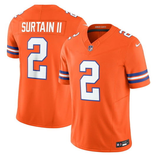 Patrick Surtain II Denver Broncos Nike Orange Alternate Mile High Collection 1977 Throwback Vapor F.U.S.E. Limited Jersey