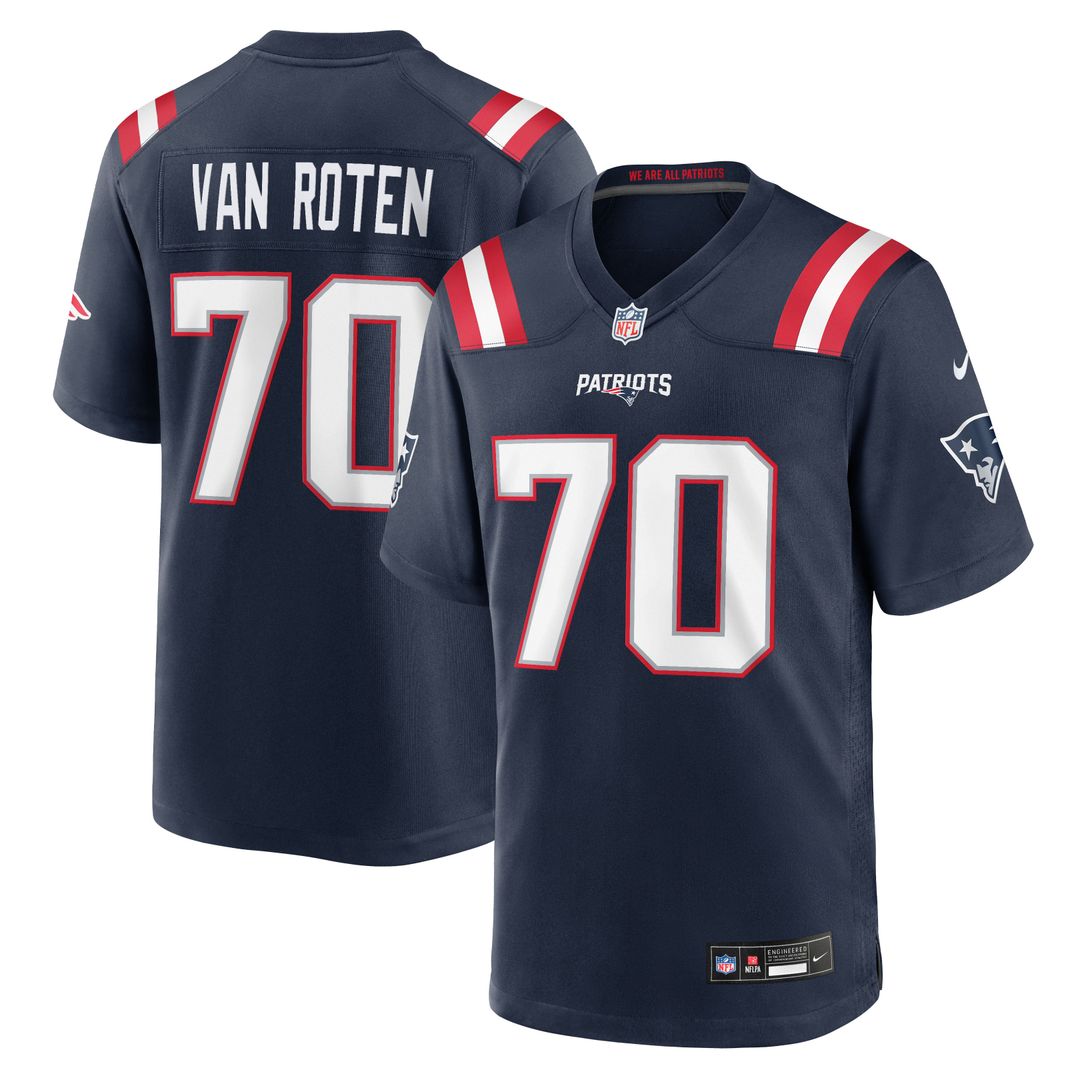 Greg Van Roten New England Patriots Nike Navy Team Game Jersey