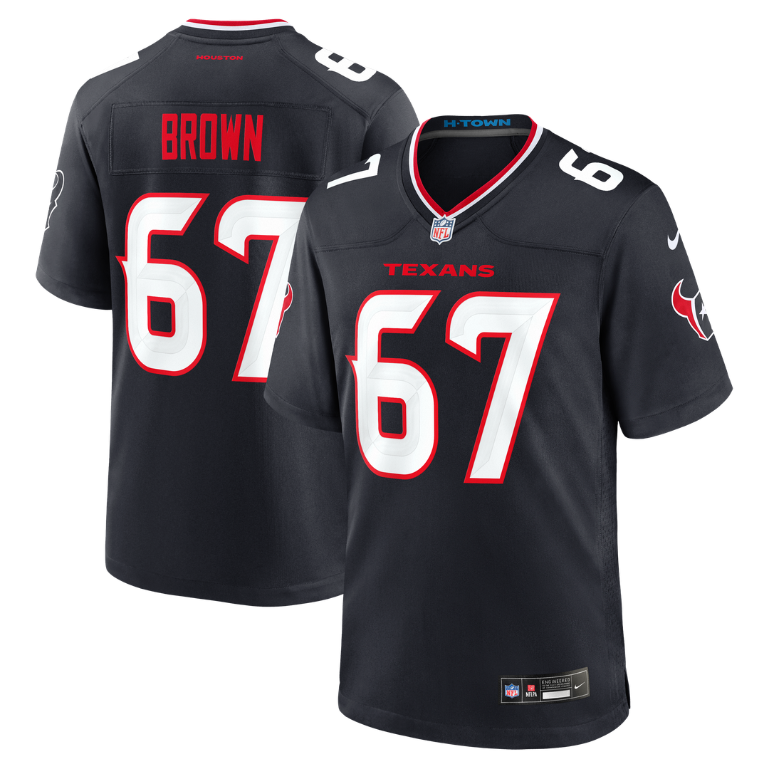 Evan Brown Houston Texans Nike Navy Team Game Jersey