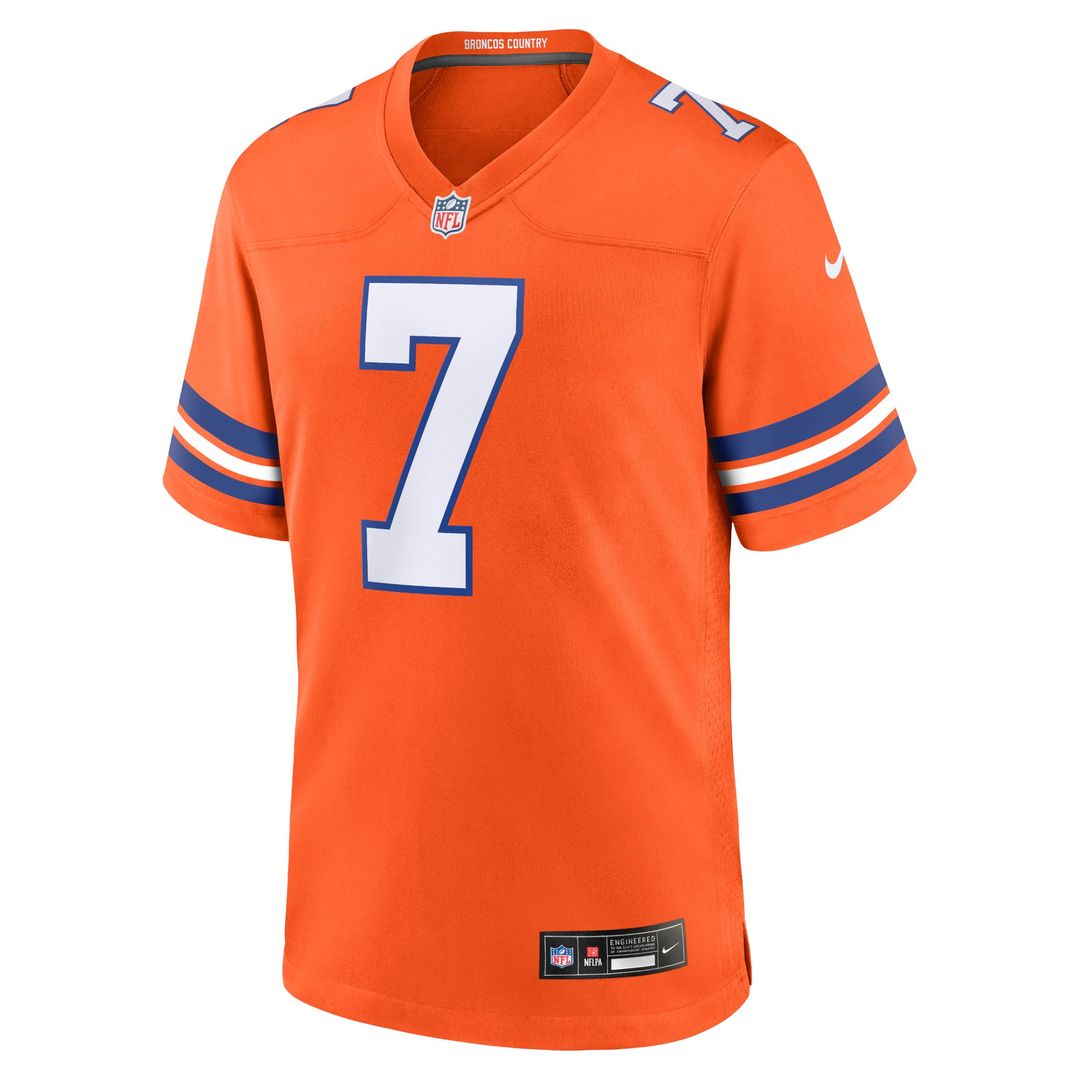 John Elway Denver Broncos Nike Orange Mile High Collection 1977 Throwback Retired Player Game Jersey