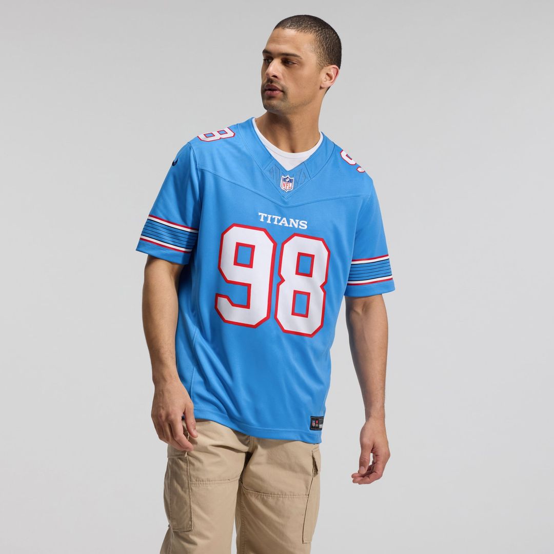 Jeffery Simmons Tennessee Titans Nike Light Blue Team Vapor F.U.S.E. Stitched Limited Jersey