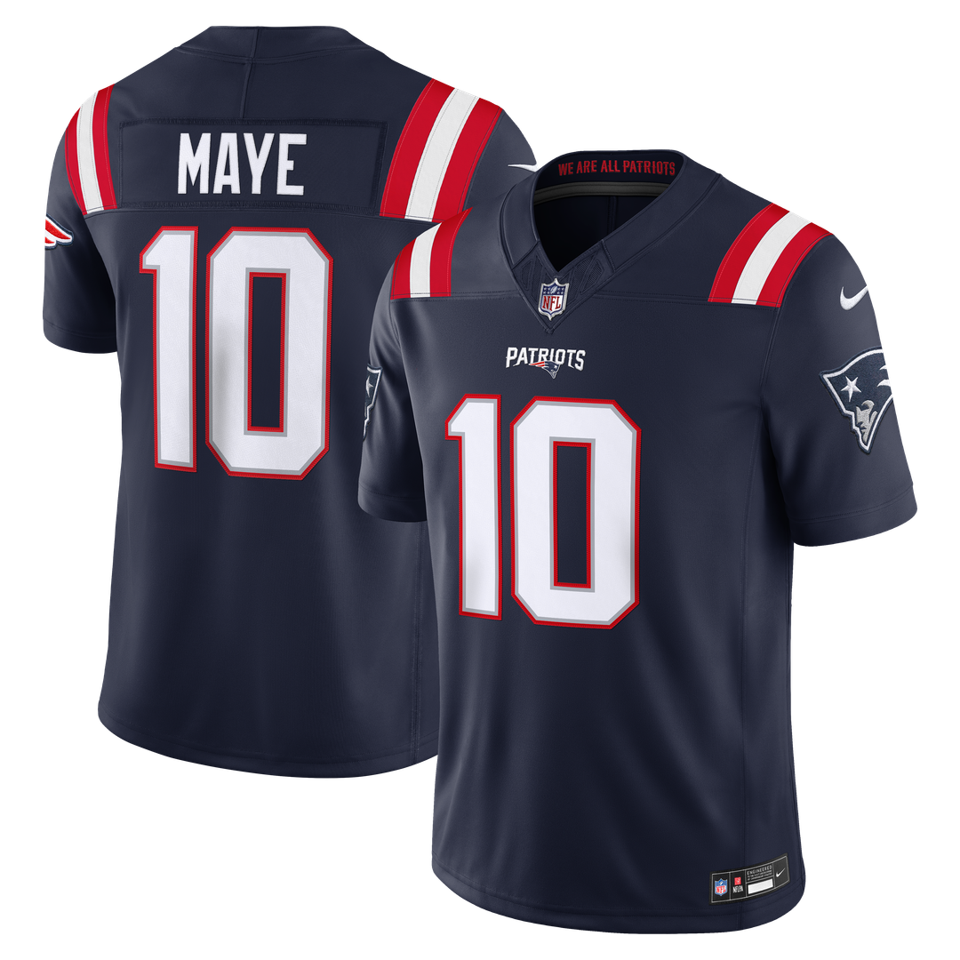 Drake Maye New England Patriots Nike Navy Team Vapor F.U.S.E. Stitched Limited Jersey