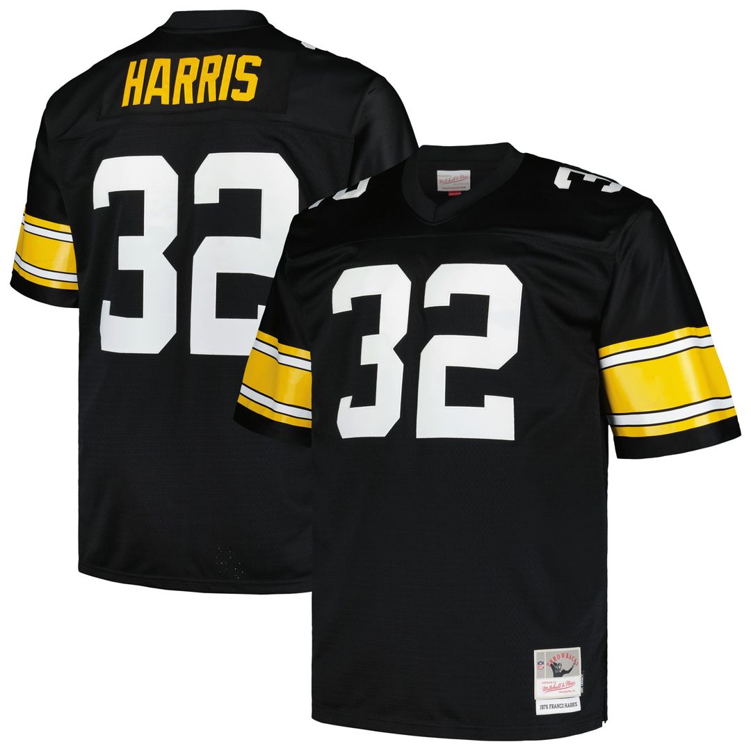 Franco Harris Pittsburgh Steelers Mitchell & Ness White Big & Tall 1976 Retired Player Replica Jersey