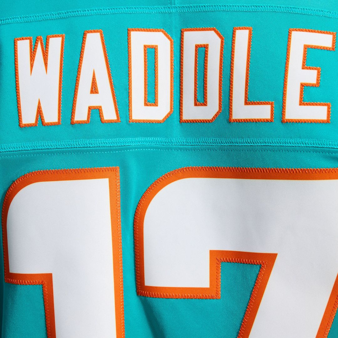 Jaylen Waddle Miami Dolphins Nike Aqua Team Vapor F.U.S.E. Stitched Limited Jersey