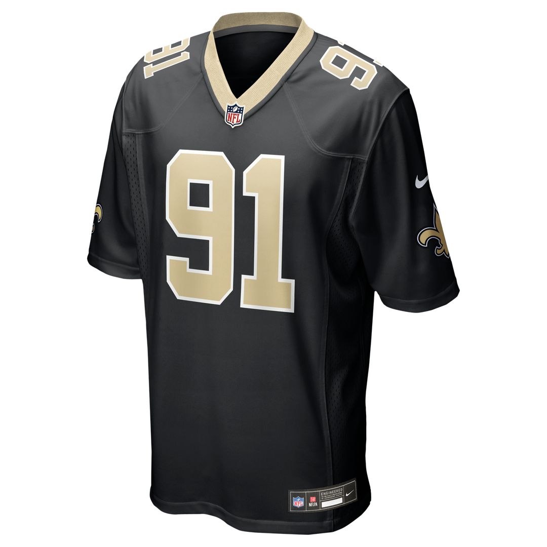 Vernon Broughton New Orleans Saints Nike Black Team Game Jersey