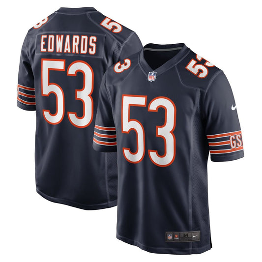 TJ Edwards Chicago Bears Nike Navy Game Player Jersey
