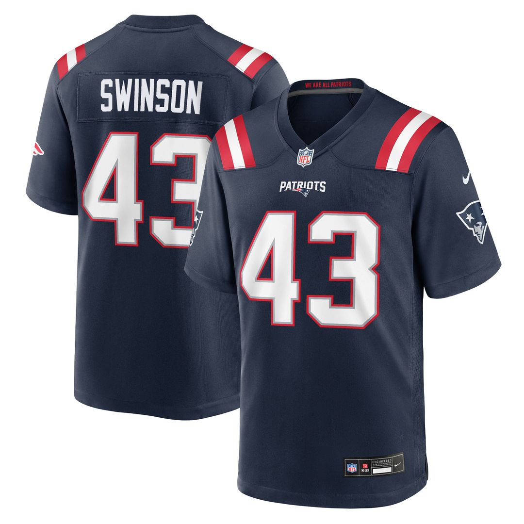 Bradyn Swinson New England Patriots Nike Navy Team Game Jersey