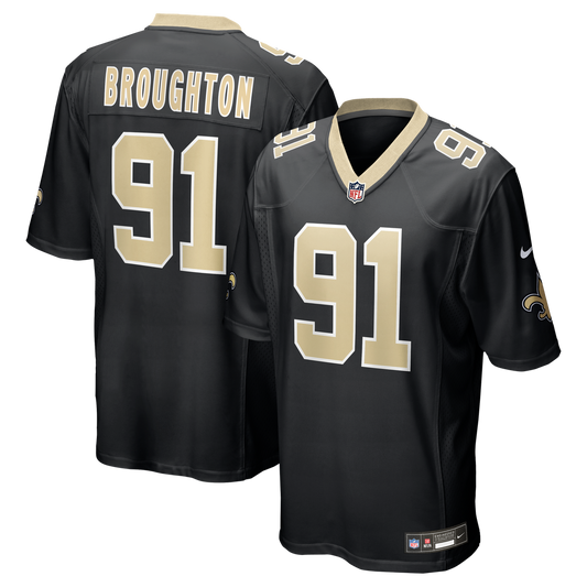 Vernon Broughton New Orleans Saints Nike Black Team Game Jersey