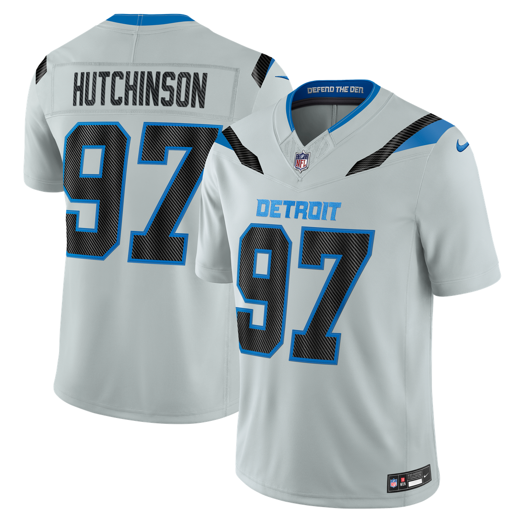 Aidan Hutchinson Detroit Lions Nike Silver 2026 Rivalries Collection Stitched Limited Jersey