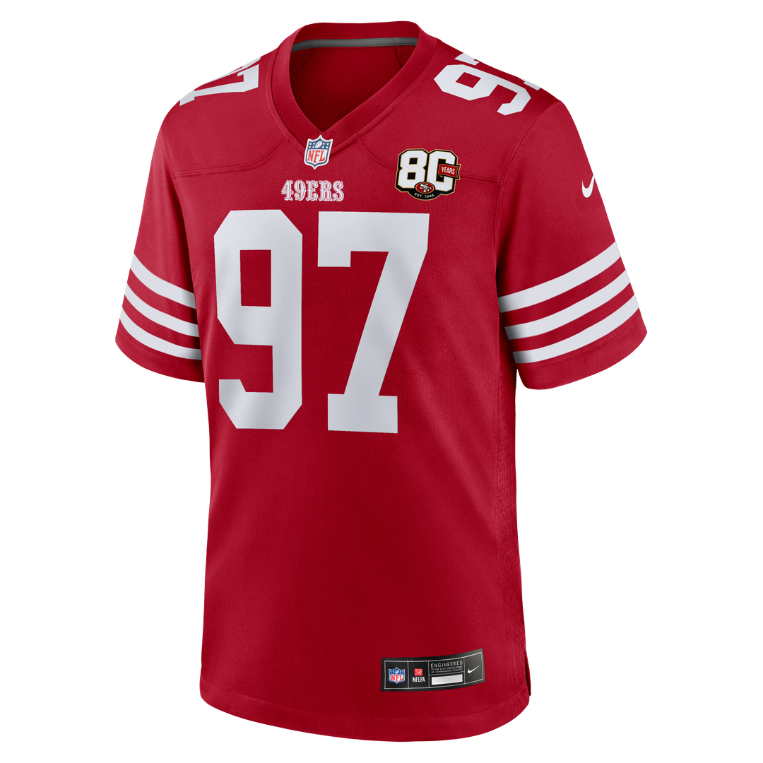 Nick Bosa San Francisco 49ers Nike Scarlet 80th Anniversary Game Jersey