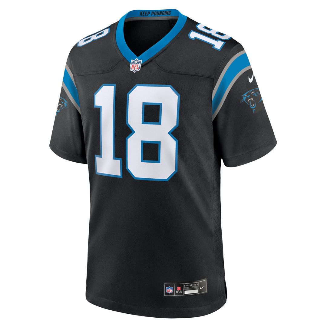Jalen Coker Carolina Panthers Nike Black Team Game Jersey