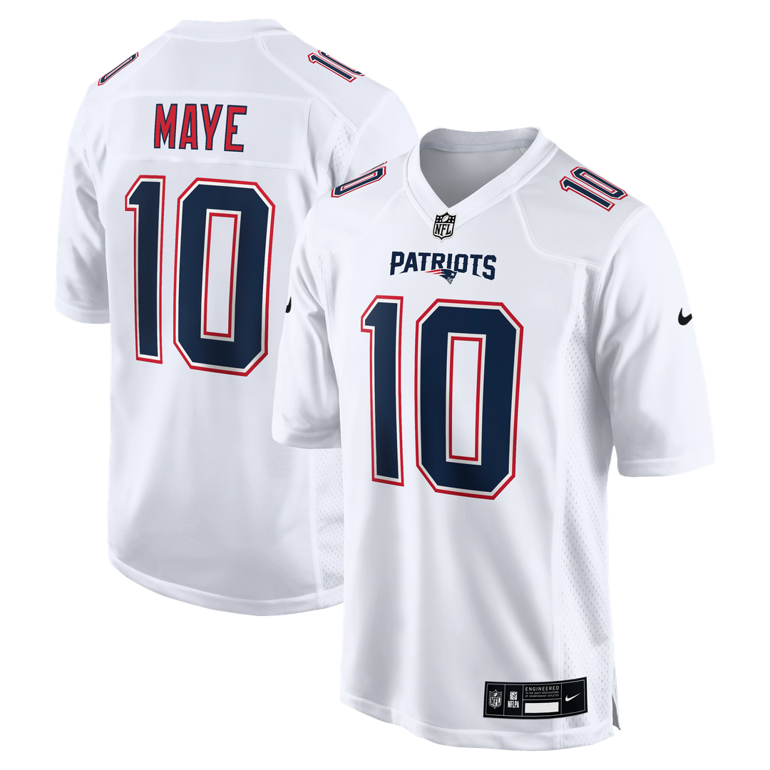 Drake Maye New England Patriots Nike Tundra White Game Jersey
