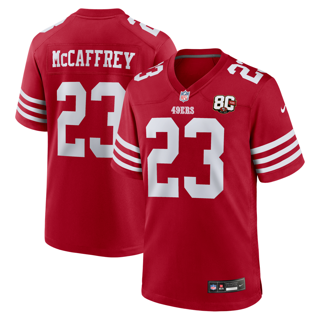 Christian McCaffrey San Francisco 49ers Nike White 80th Anniversary Game Jersey