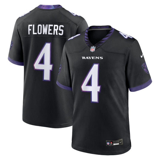 Zay Flowers Baltimore Ravens Nike Black Alternate Game Jersey