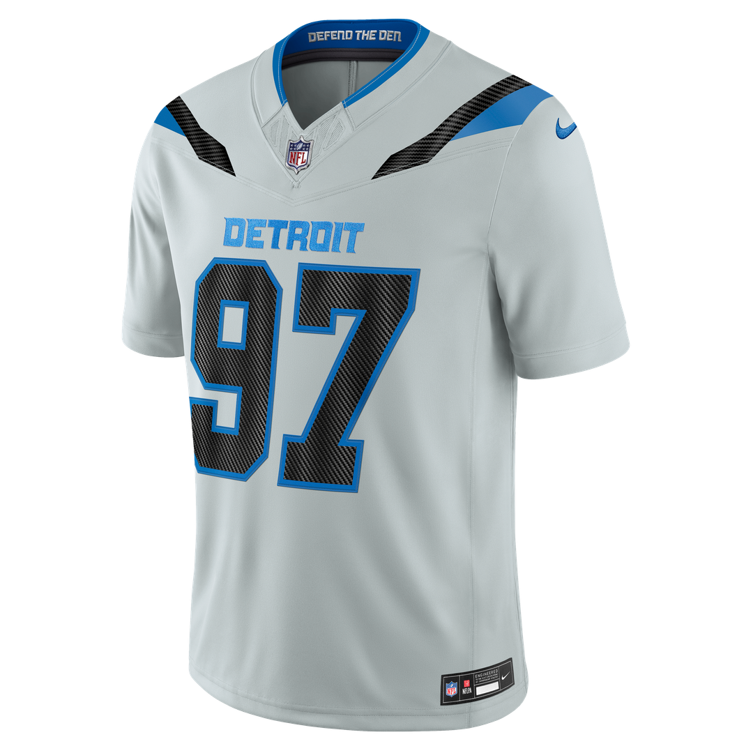 Aidan Hutchinson Detroit Lions Nike Silver 2026 Rivalries Collection Stitched Limited Jersey
