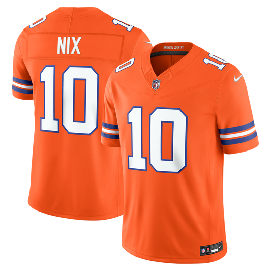 Bo Nix Denver Broncos Nike Orange Alternate Mile High Collection 1977 Throwback Vapor F.U.S.E. Stitched Limited Jersey