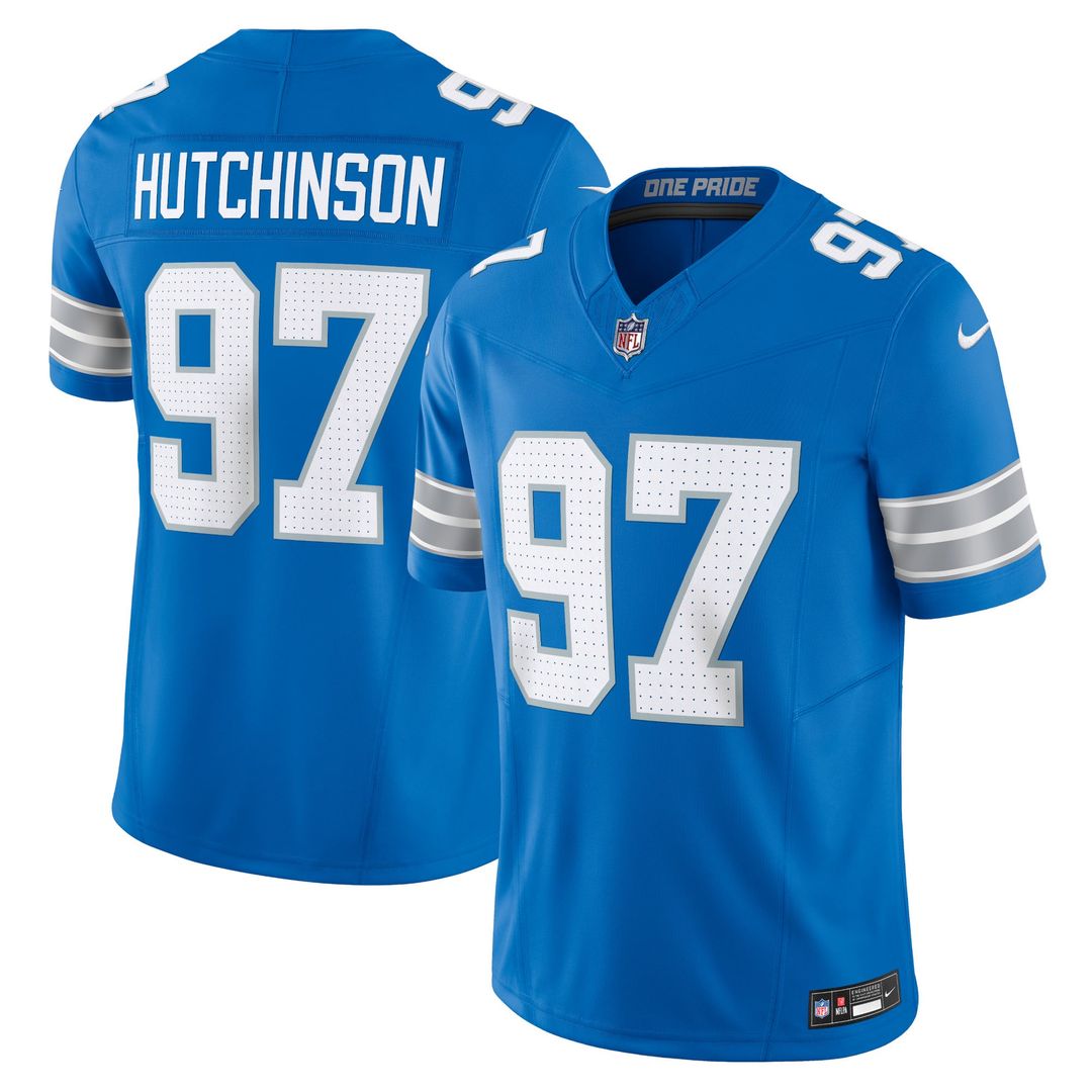 Aidan Hutchinson Detroit Lions Nike Blue Team Vapor F.U.S.E. Limited Jersey
