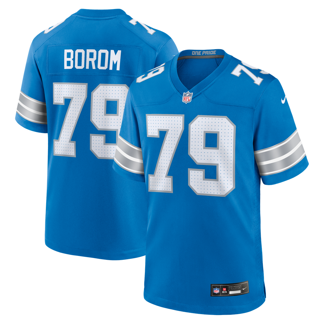 Larry Borom Detroit Lions Nike Blue Team Game Jersey