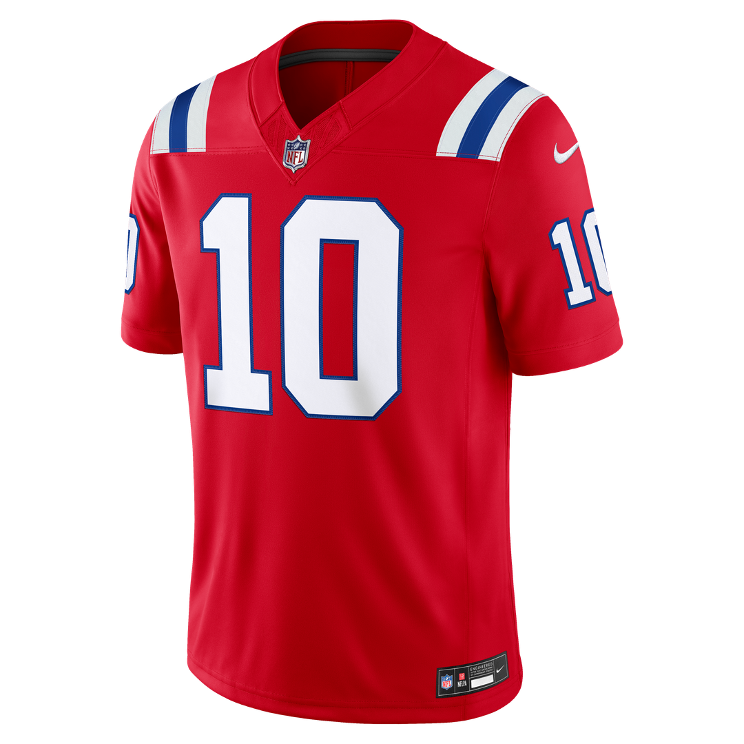 Drake Maye New England Patriots Nike Red Alternate Vapor F.U.S.E. Stitched Limited Jersey