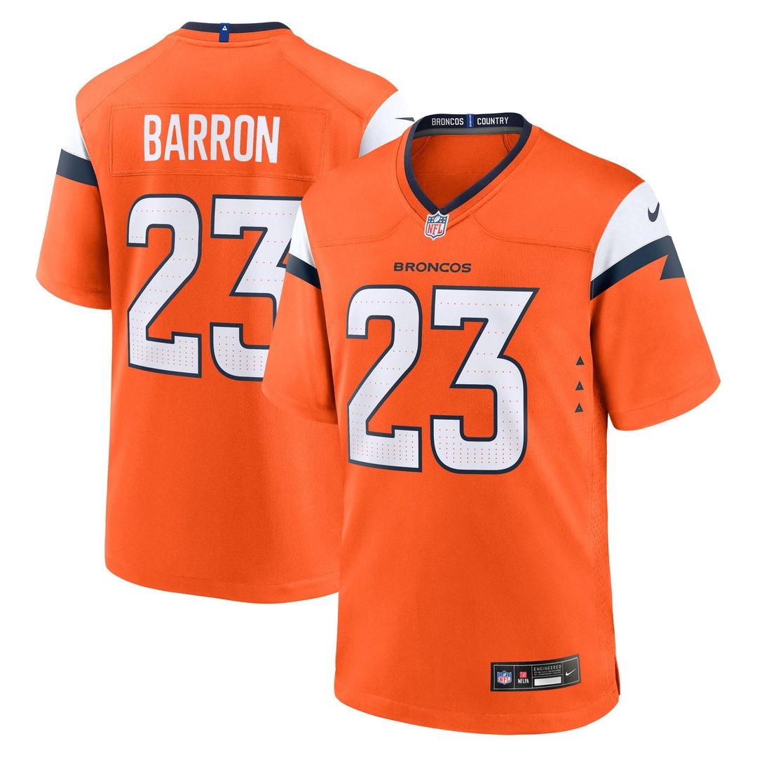 Jahdae Barron Denver Broncos Nike Orange Game Player Jersey