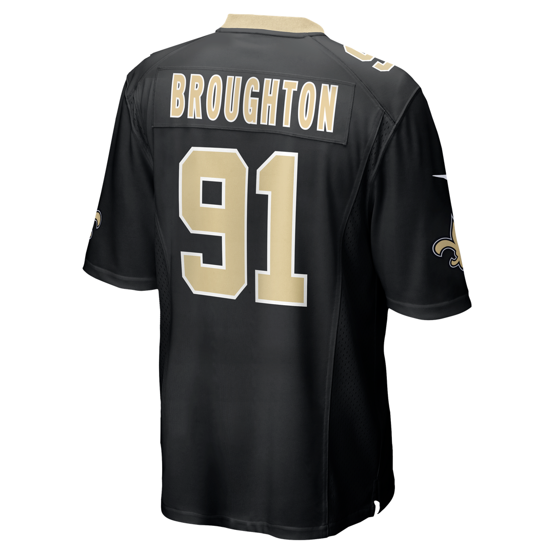 Vernon Broughton New Orleans Saints Nike Black Team Game Jersey