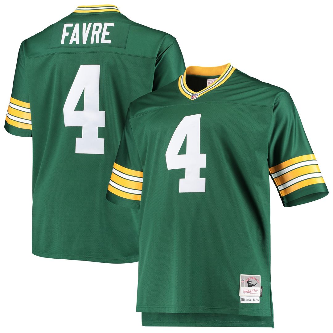 Brett Favre Green Bay Packers Mitchell & Ness Green Big & Tall 1996 Retired Player Replica Jersey