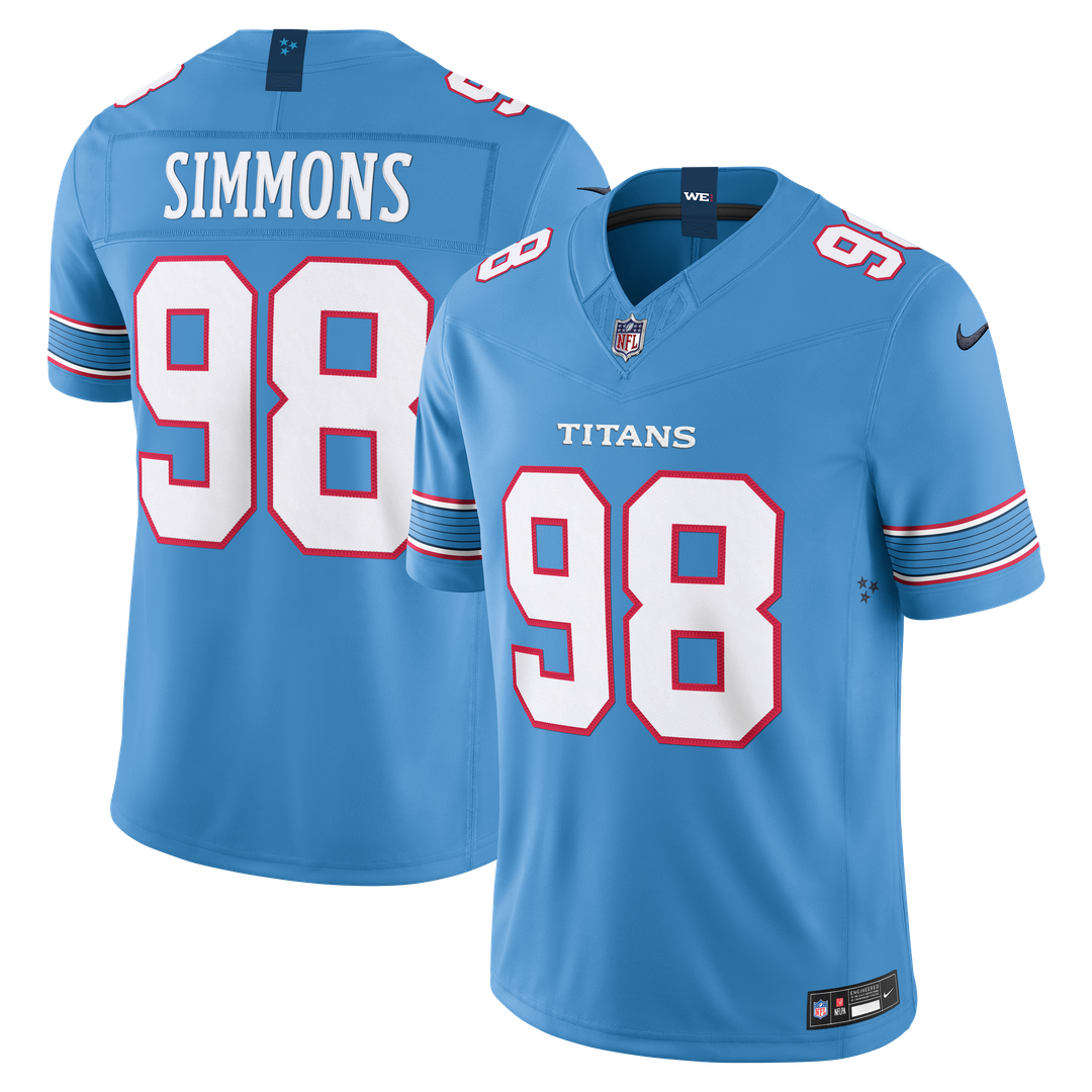 Jeffery Simmons Tennessee Titans Nike Light Blue Team Vapor F.U.S.E. Stitched Limited Jersey