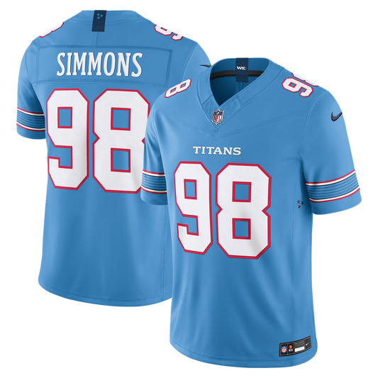 Jeffery Simmons Tennessee Titans Nike Light Blue Team Vapor F.U.S.E. Stitched Limited Jersey