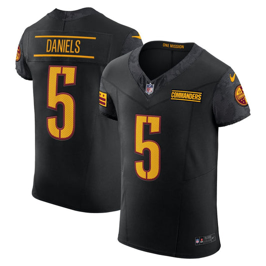 Jayden Daniels Washington Commanders Nike Black Alternate Vapor F.U.S.E. Elite Jersey