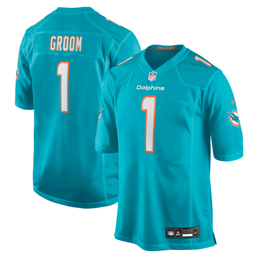 Miami Dolphins Number 1 Groom Nike Aqua Game Jersey