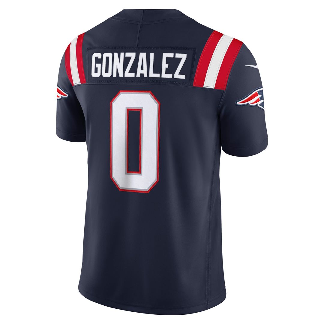 Christian Gonzalez New England Patriots Nike Navy Team Vapor F.U.S.E. Stitched Limited Jersey