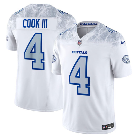 James Cook III Buffalo Bills Nike White Rivalries Collection Stitched Limited Jersey