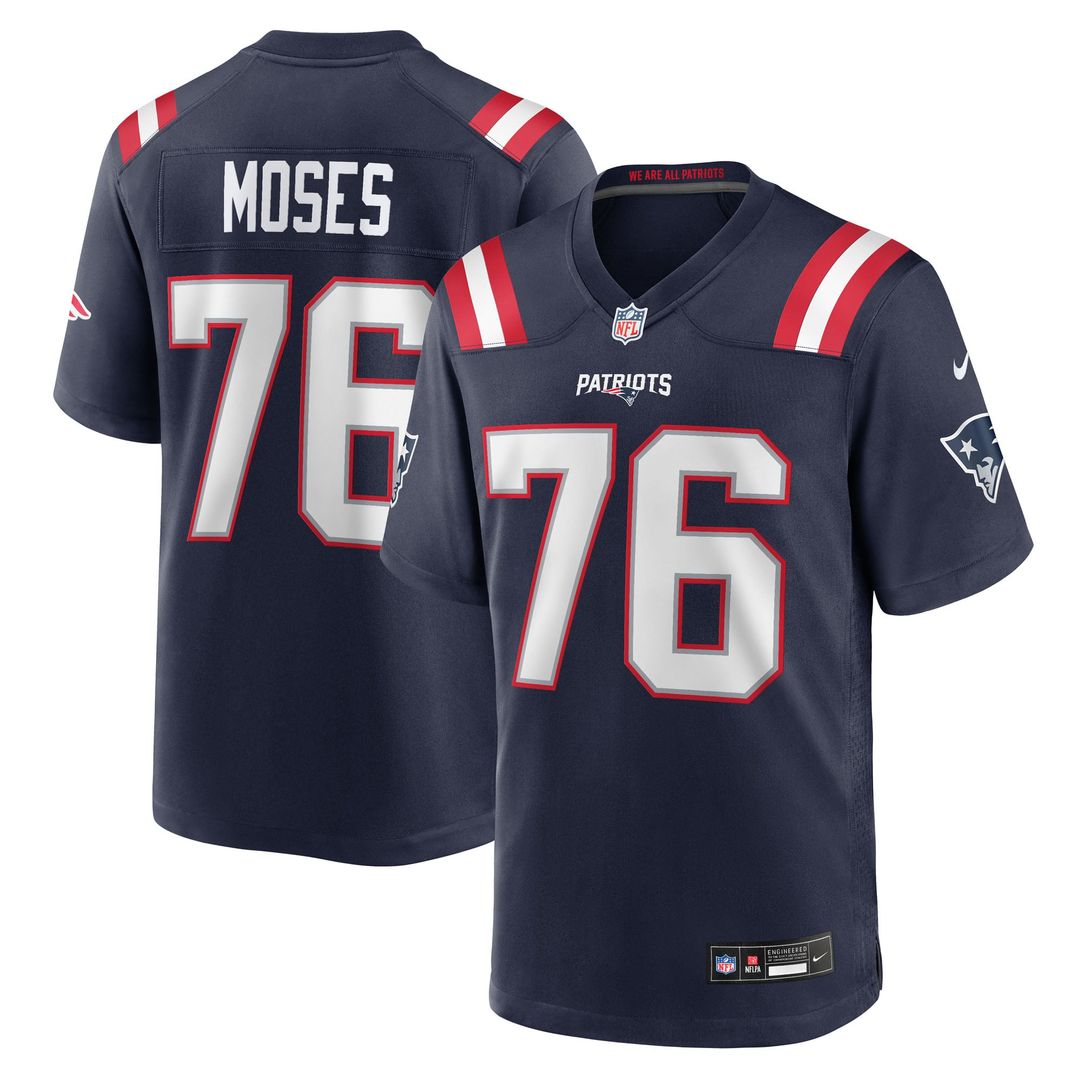 Morgan Moses New England Patriots Nike Navy Team Game Jersey