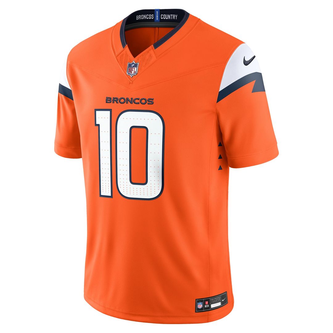 Bo Nix Denver Broncos Nike Orange Team Vapor F.U.S.E. Stitched Limited Jersey