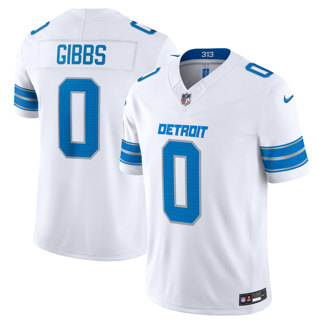 Jahmyr Gibbs Detroit Lions Nike White Vapor F.U.S.E. Stitched Limited Jersey