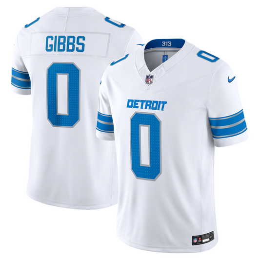 Jahmyr Gibbs Detroit Lions Nike White Vapor F.U.S.E. Stitched Limited Jersey