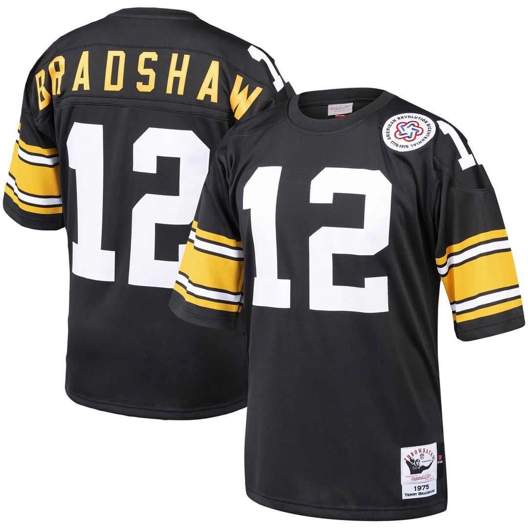 Terry Bradshaw Pittsburgh Steelers Mitchell & Ness Black Authentic Throwback Retired Player Jersey