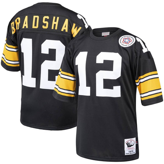 Terry Bradshaw Pittsburgh Steelers Mitchell & Ness Black Authentic Throwback Retired Player Jersey