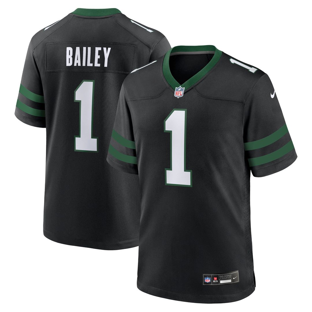 David Bailey New York Jets Nike Legacy Black Alternate Game Player Jersey