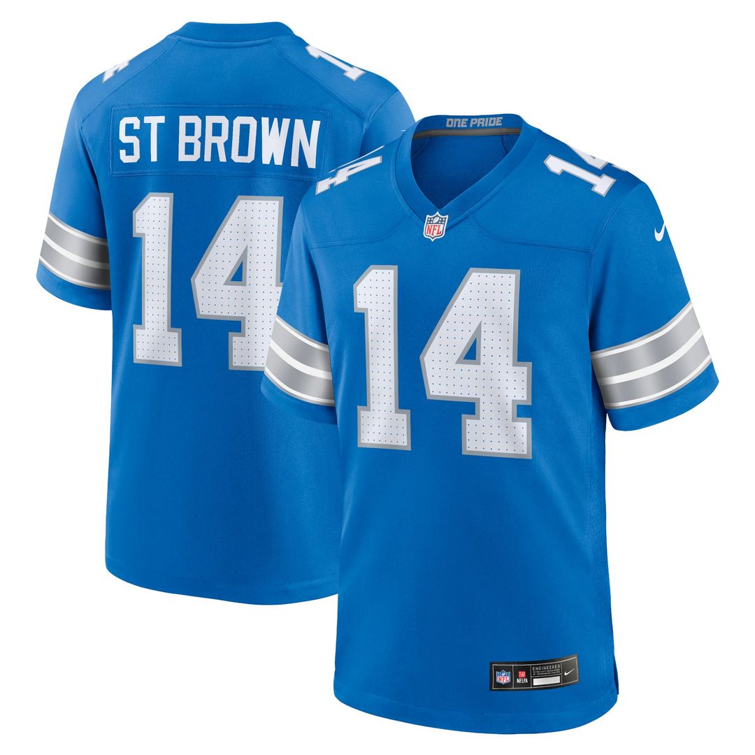 Amon-Ra St. Brown Detroit Lions Nike Blue Game Jersey