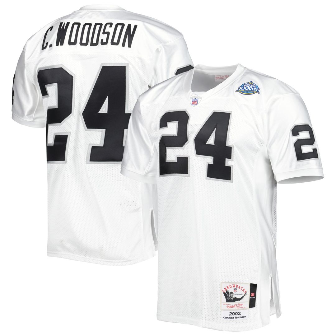 Charles Woodson Las Vegas Raiders 2002 Mitchell & Ness White Authentic Throwback Retired Player Jersey