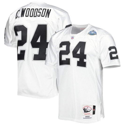 Charles Woodson Las Vegas Raiders 2002 Mitchell & Ness White Authentic Throwback Retired Player Jersey