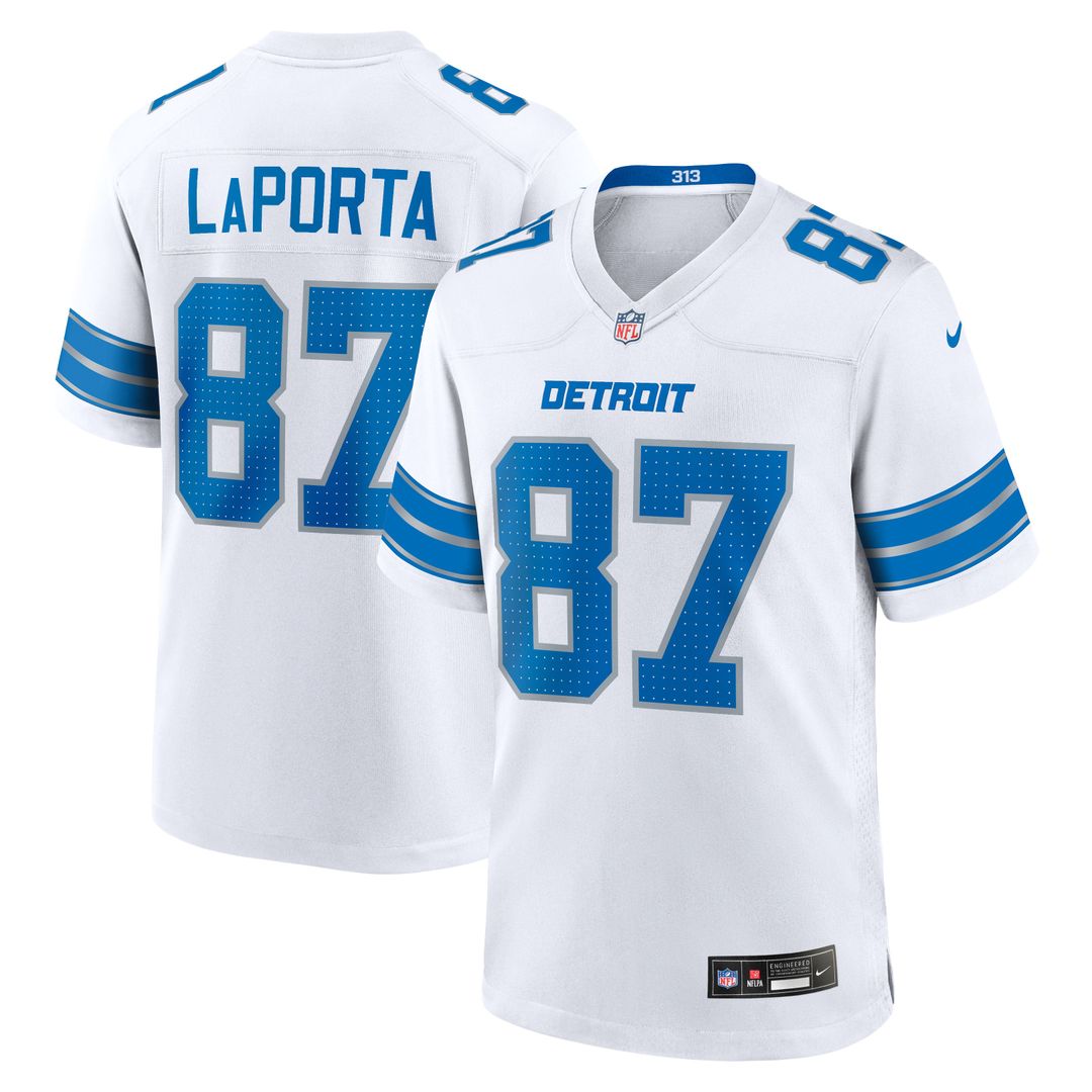 Sam LaPorta Detroit Lions Nike White White Game Jersey