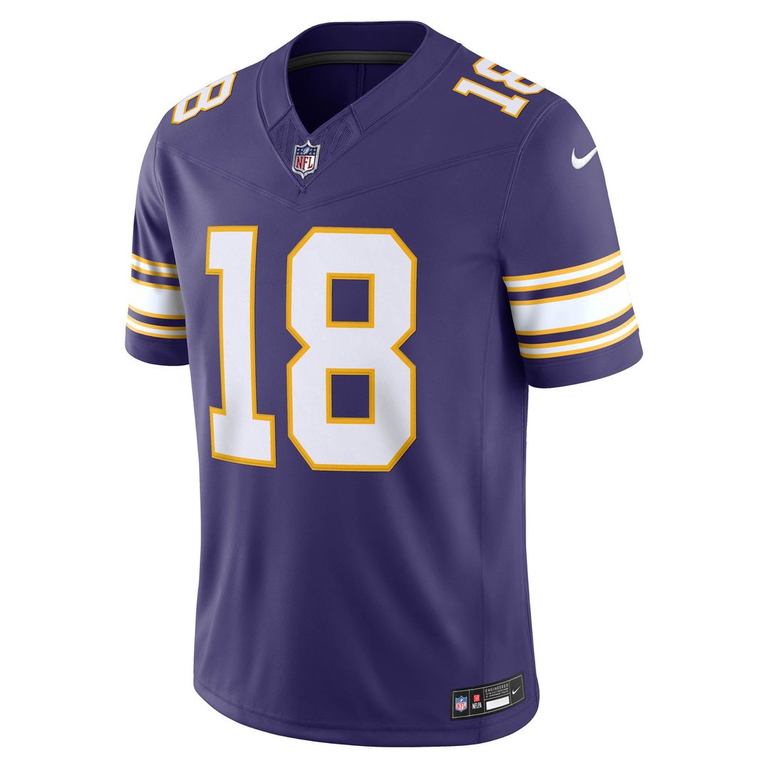 Justin Jefferson Minnesota Vikings Nike Purple Alternate Classic Vapor F.U.S.E. Stitched Limited Jersey