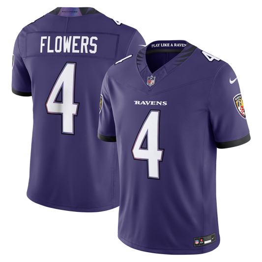 Zay Flowers Baltimore Ravens Nike Purple Team Vapor F.U.S.E. Stitched Limited Jersey