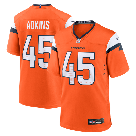 Nate Adkins Denver Broncos Nike Orange Team Game Jersey