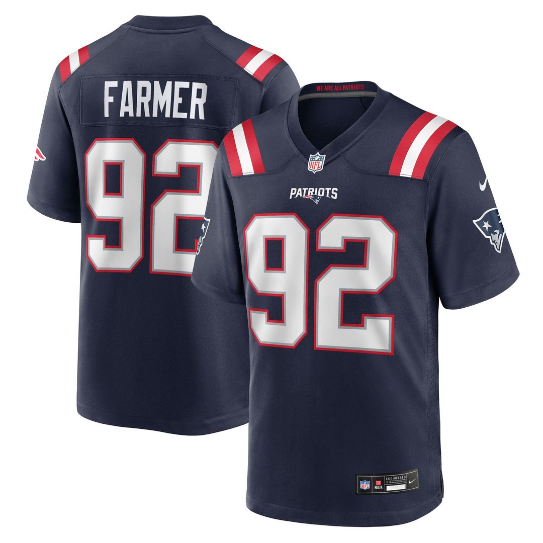 Joshua Farmer New England Patriots Nike Navy Team Game Jersey