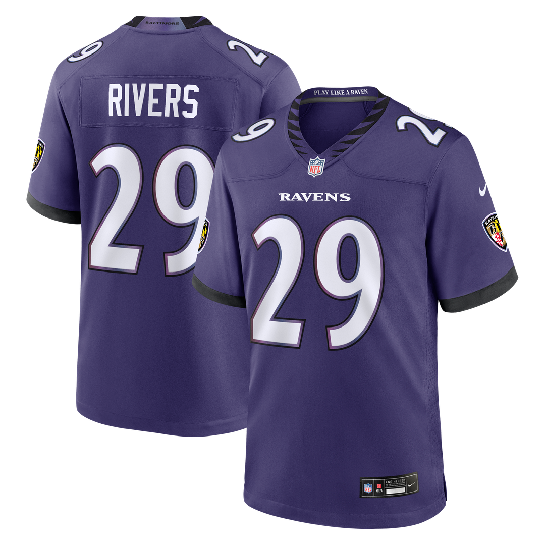 Chandler Rivers Baltimore Ravens Nike Purple Team Game Jersey