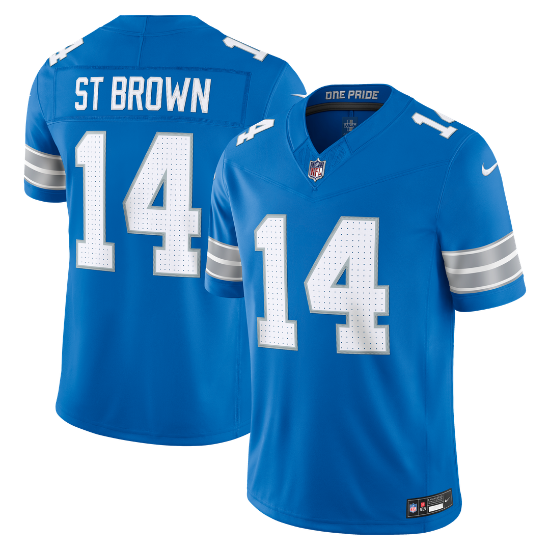 Amon-Ra St. Brown Detroit Lions Nike Blue Team Vapor F.U.S.E. Stitched Limited Jersey